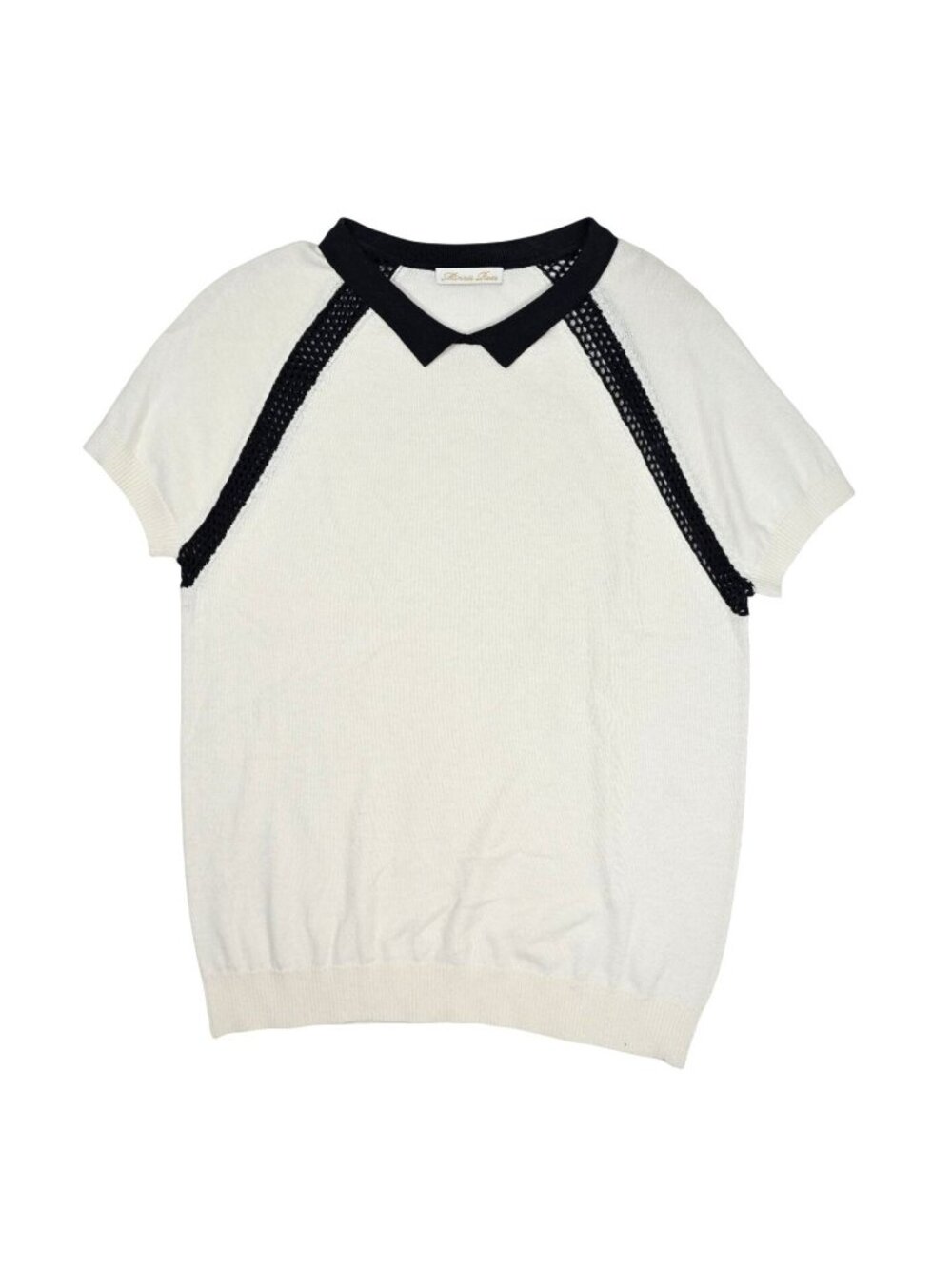 Minnie Rose Knit Polo Shirt in White Black
